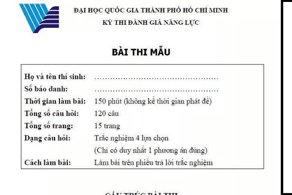 Bài thi mẫu đánh giá năng lực 2019 ĐH Quốc gia TP.HCM