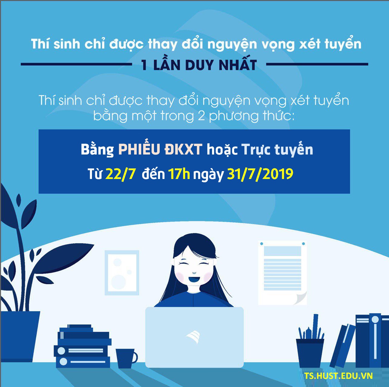 Hướng dẫn thay đổi nguyện vọng xét tuyển Đại học 2019